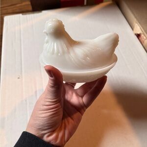 Vintage Hazel Atlas Milk Glass Hen On Nest